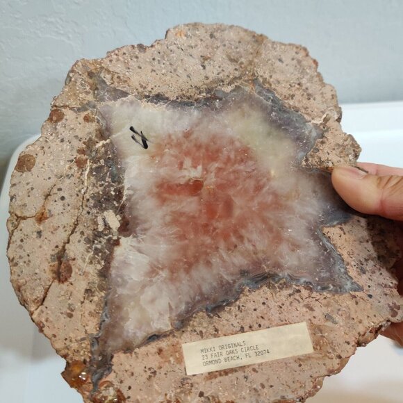 Hand Painted Agate Slab Art Of Irish Setter Dog Portrait 8.5x7" Signed - Picture 7 of 13